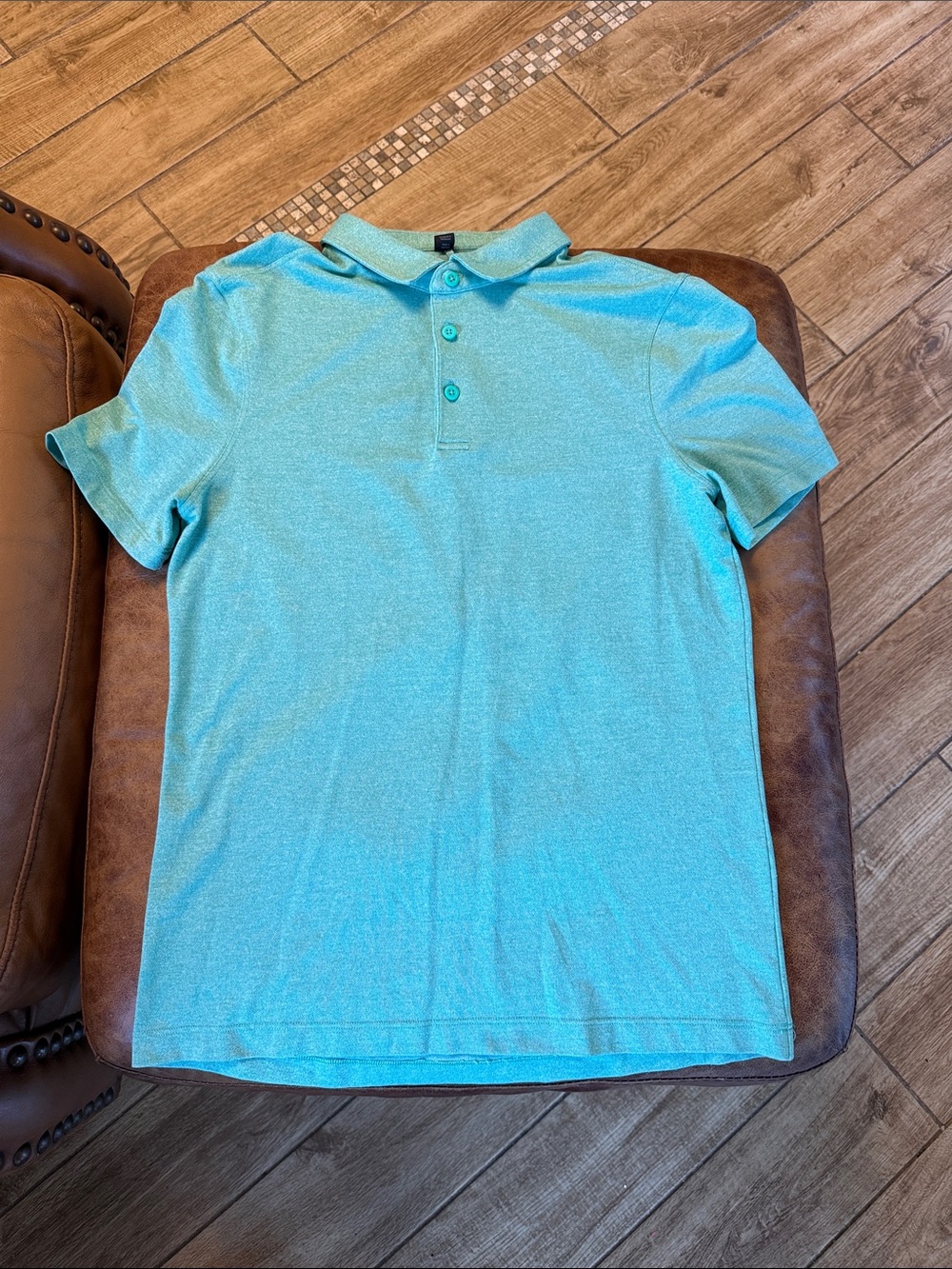 Lululemon Evolution Short Sleeve Polo Shirt Pique Fabric Small Heathered Green